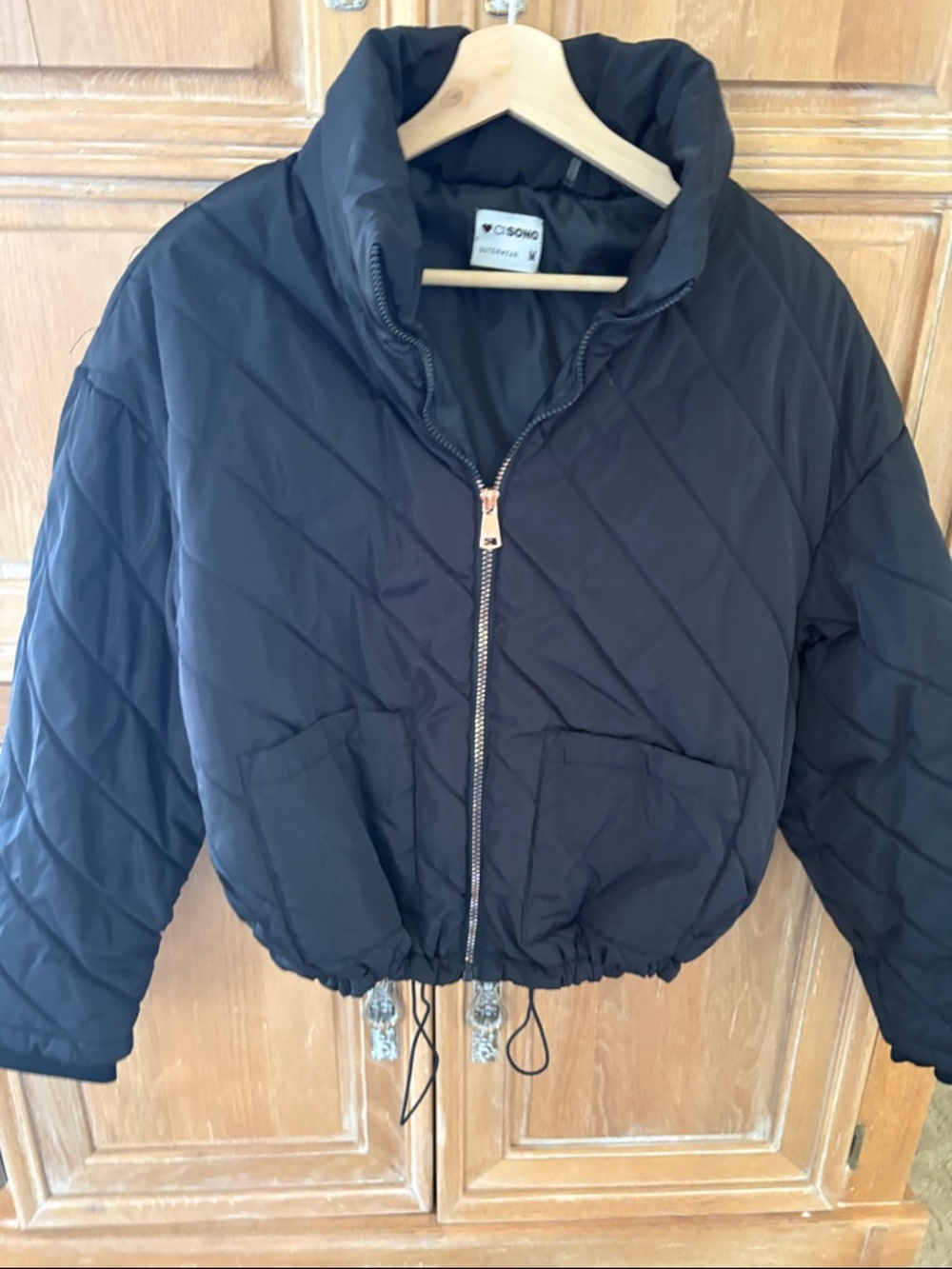 Black Quilted Puffer Jacket - Women's
